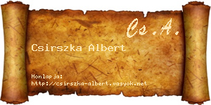 Csirszka Albert névjegykártya